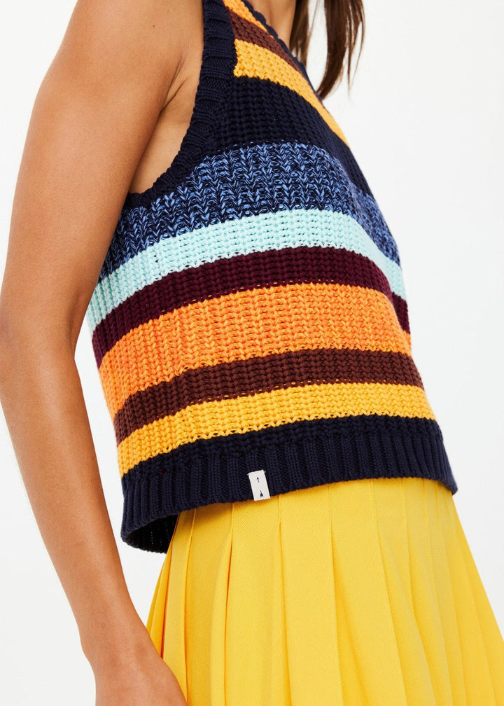 The Upside - Nelson Knit Crop Vest in Stripe - Kalifornia Jean Bar