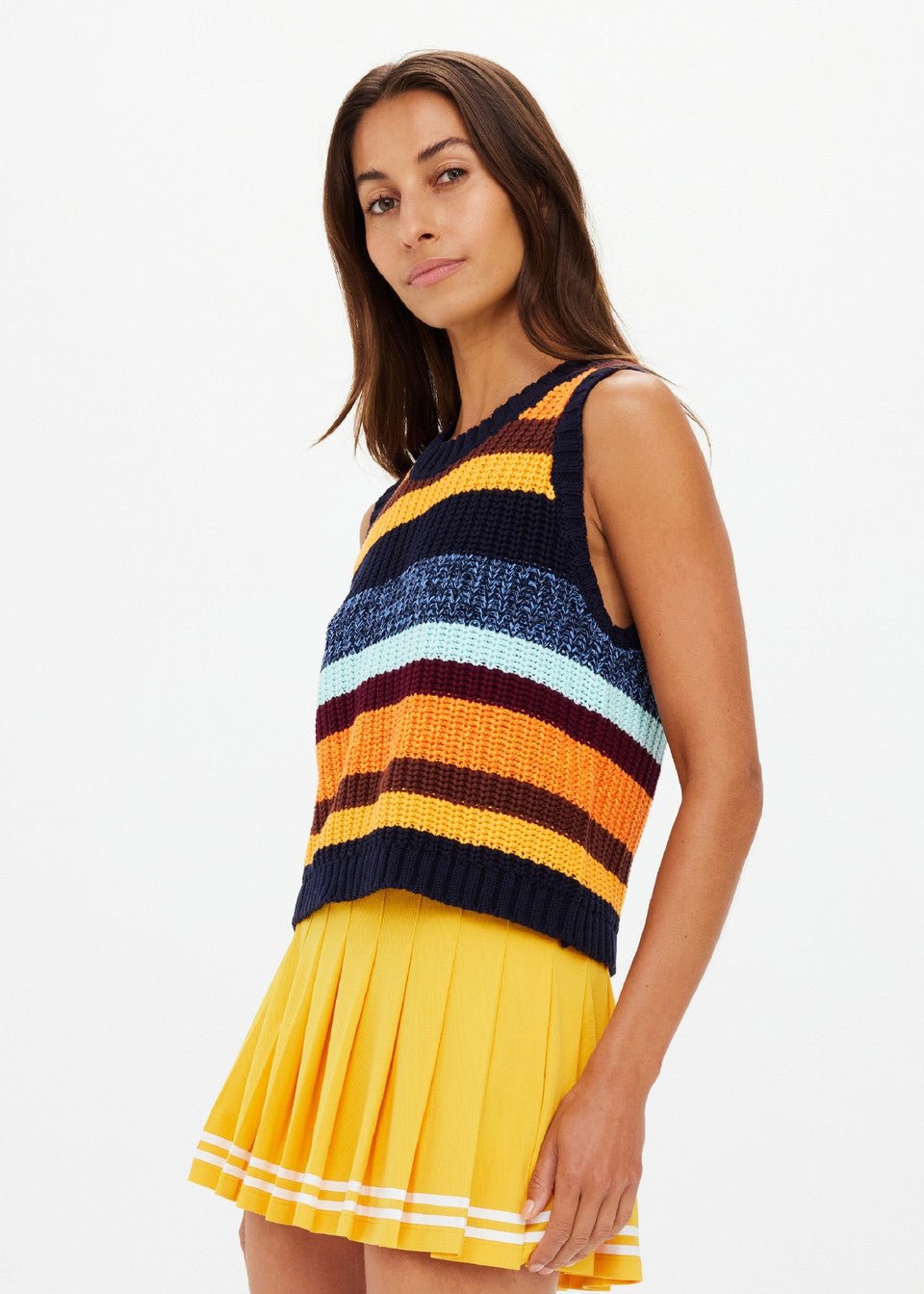 The Upside - Nelson Knit Crop Vest in Stripe - Kalifornia Jean Bar