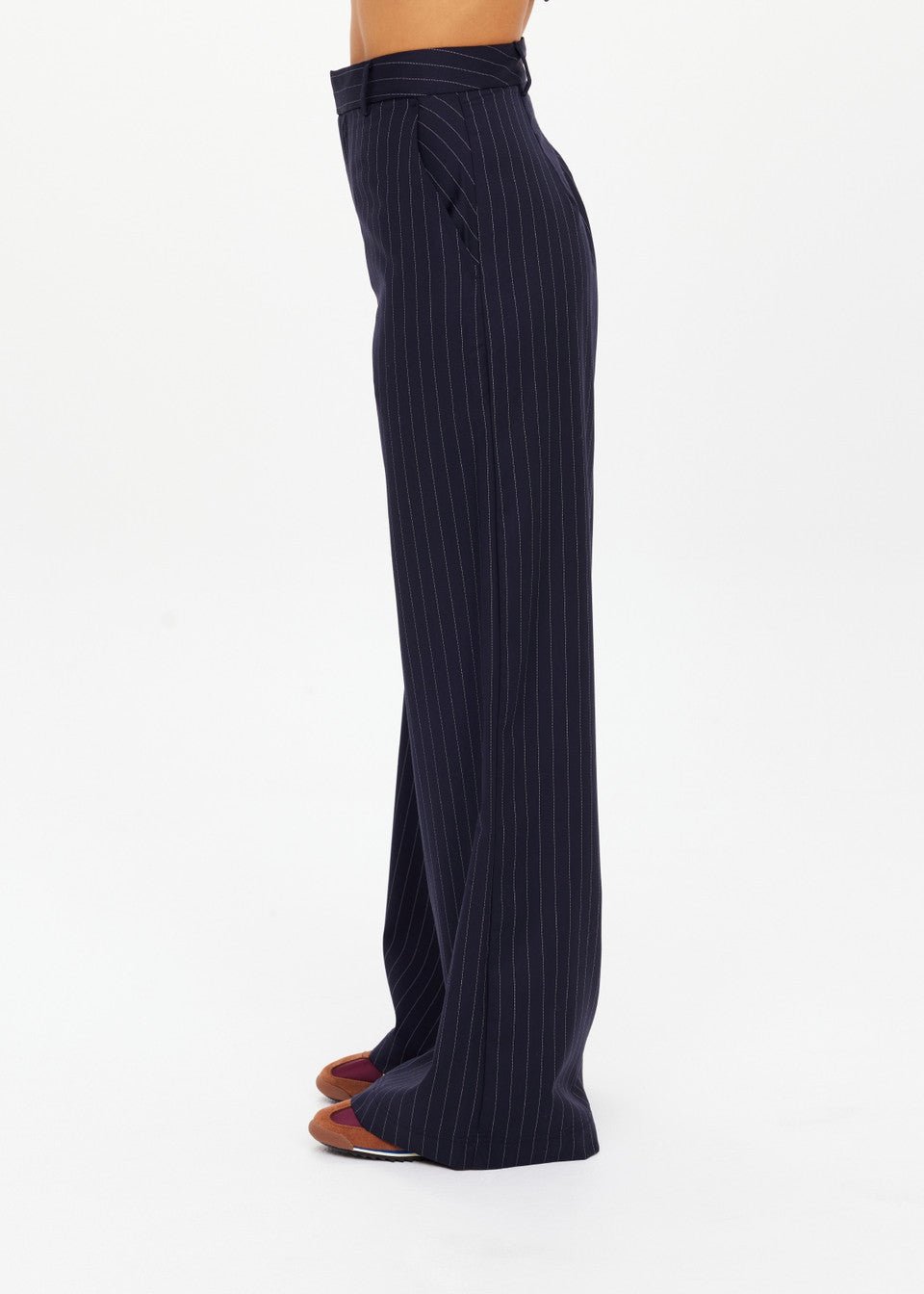 The Upside - Pinstripe Wool Mira Wide leg Pant - Kalifornia Jean Bar