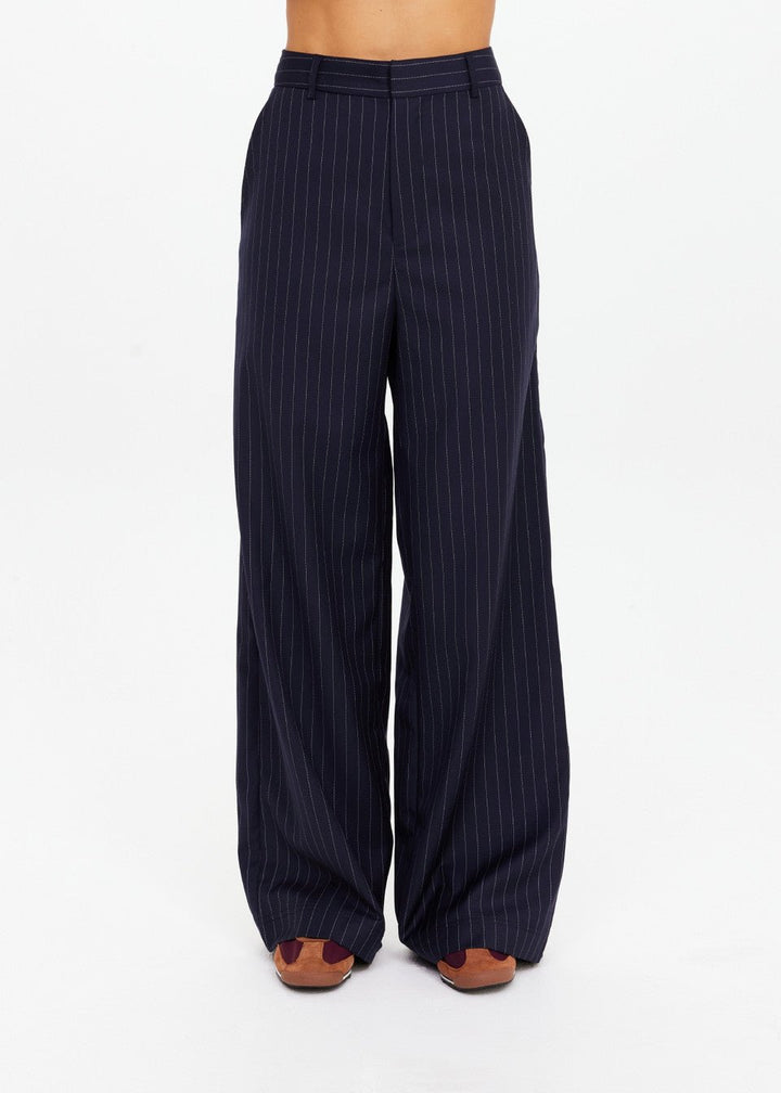 The Upside - Pinstripe Wool Mira Wide leg Pant - Kalifornia Jean Bar