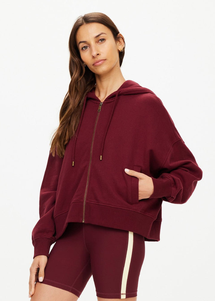 The Upside - Ryder Jude Crop Hoodie in Bordeaux - Kalifornia Jean Bar