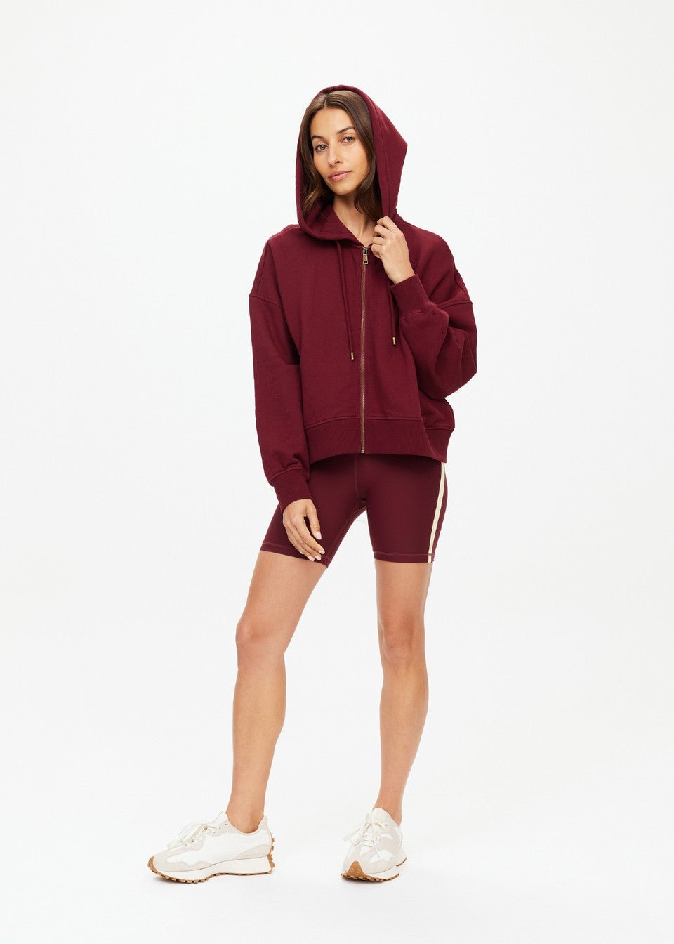 The Upside - Ryder Jude Crop Hoodie in Bordeaux - Kalifornia Jean Bar