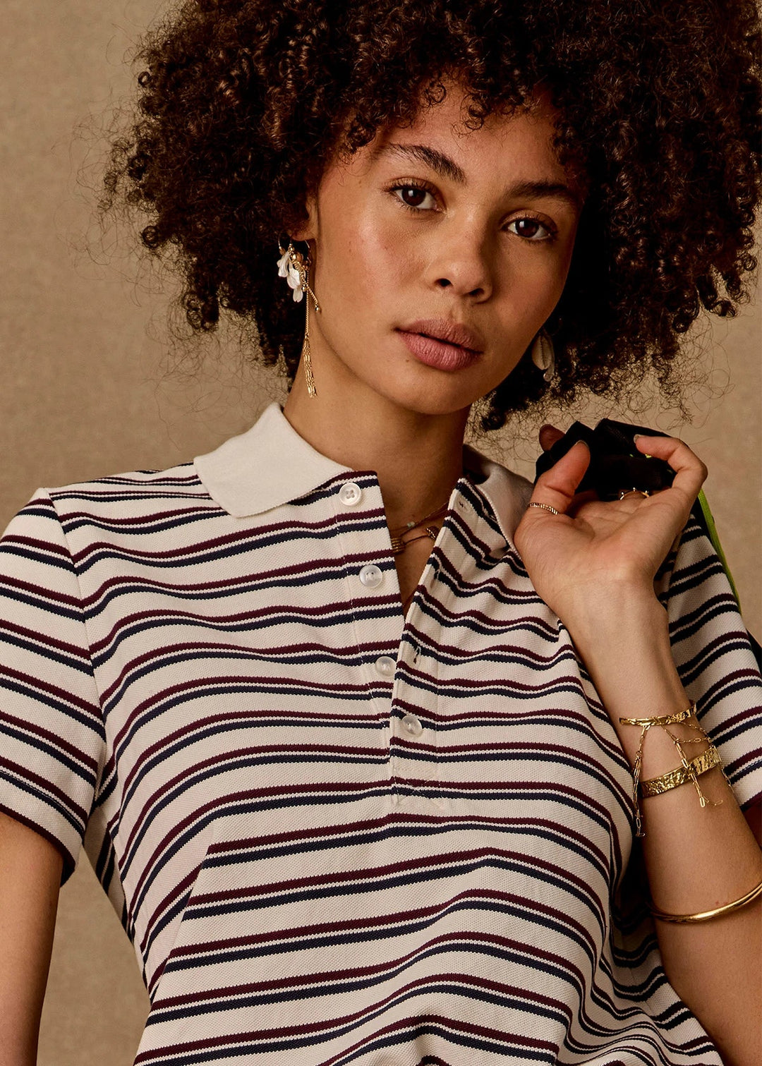 The Upside - Sophie Striped Cropped Polo - Kalifornia Jean Bar
