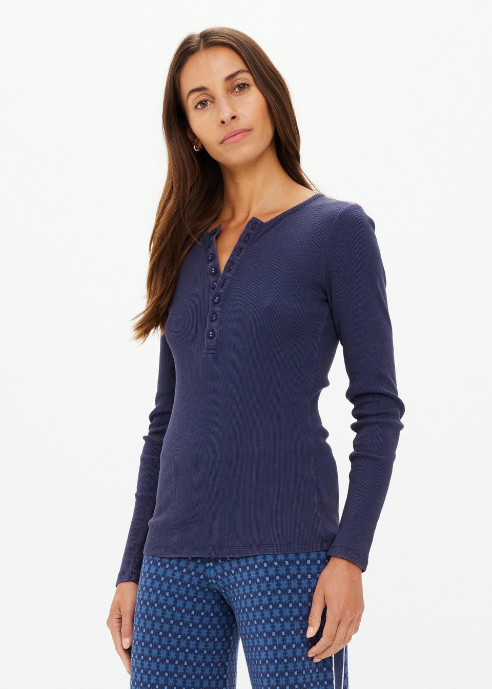 The Upside - Washed Denim Ness Ribbed Long Sleeve - Kalifornia Jean Bar