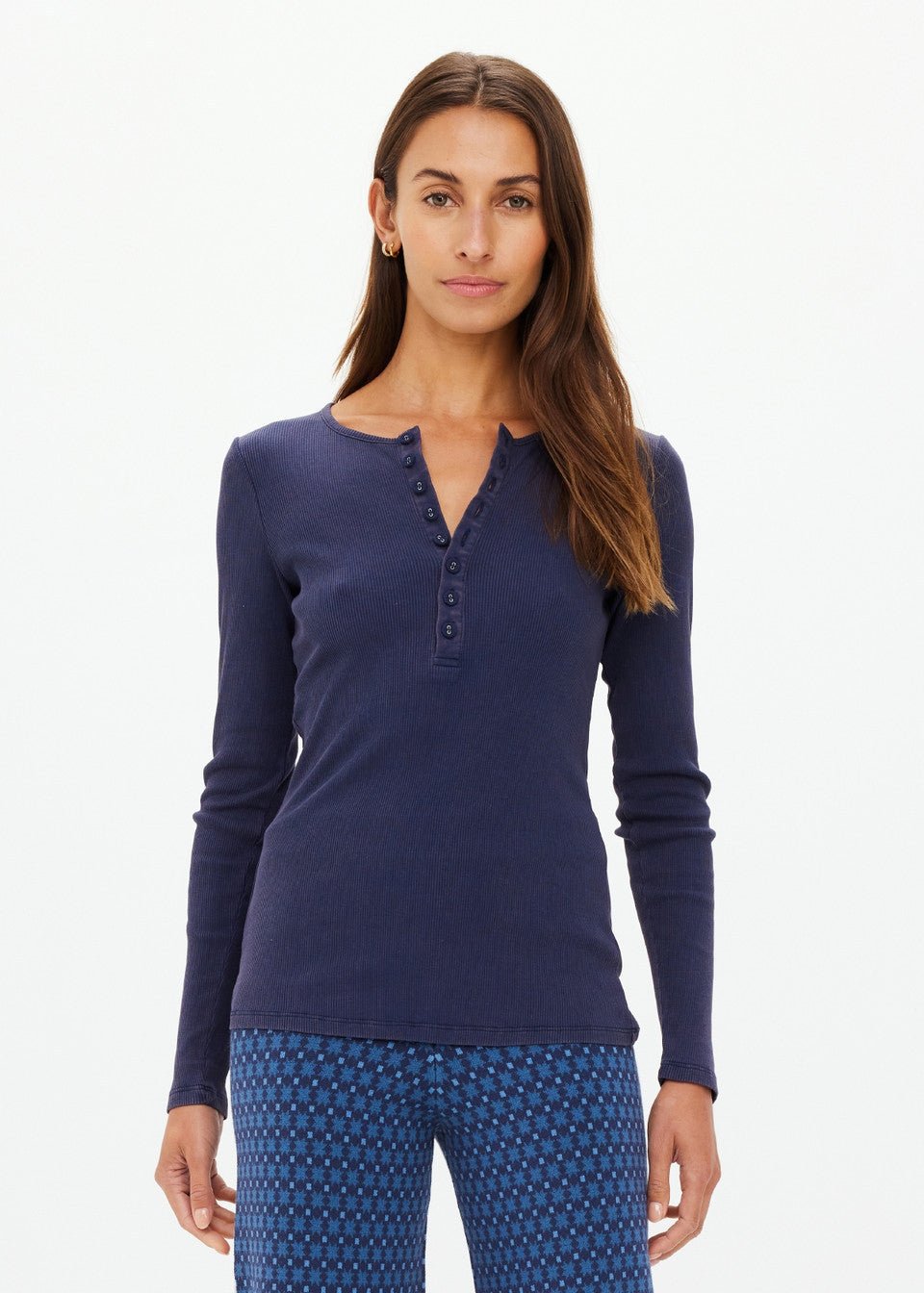 The Upside - Washed Denim Ness Ribbed Long Sleeve - Kalifornia Jean Bar