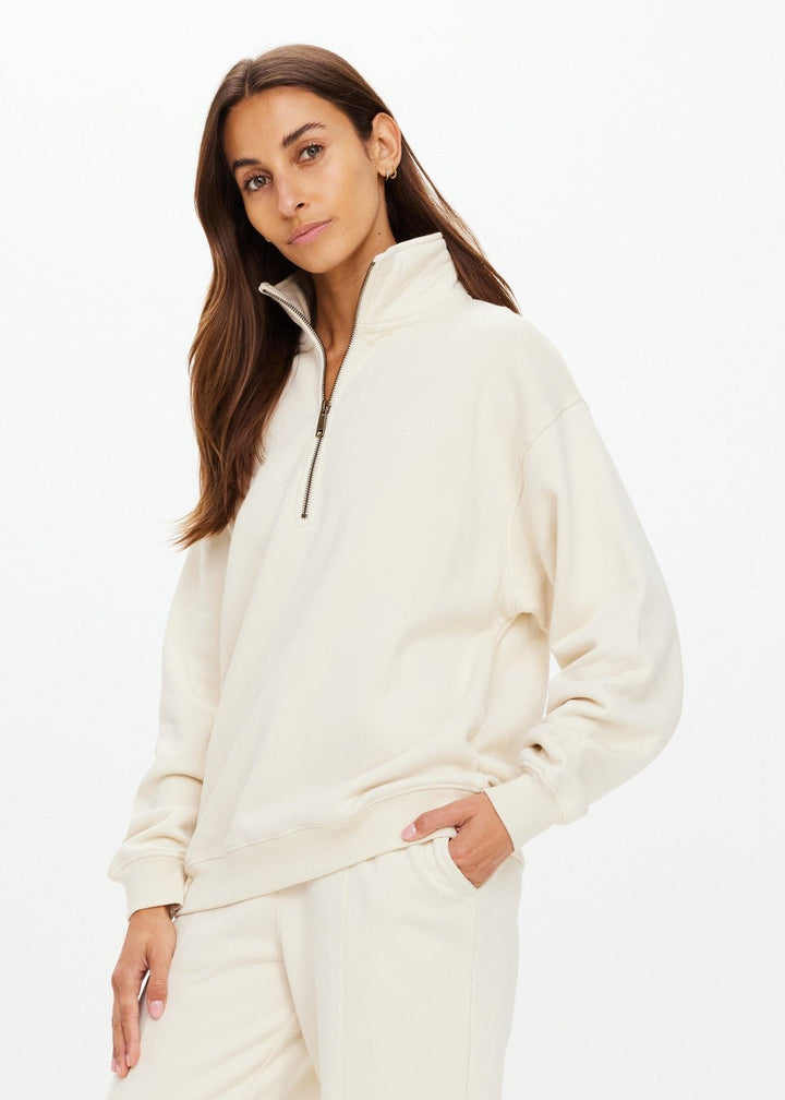 The Upside - White Hamilton Wren Half - Zip Sweater - Kalifornia Jean Bar