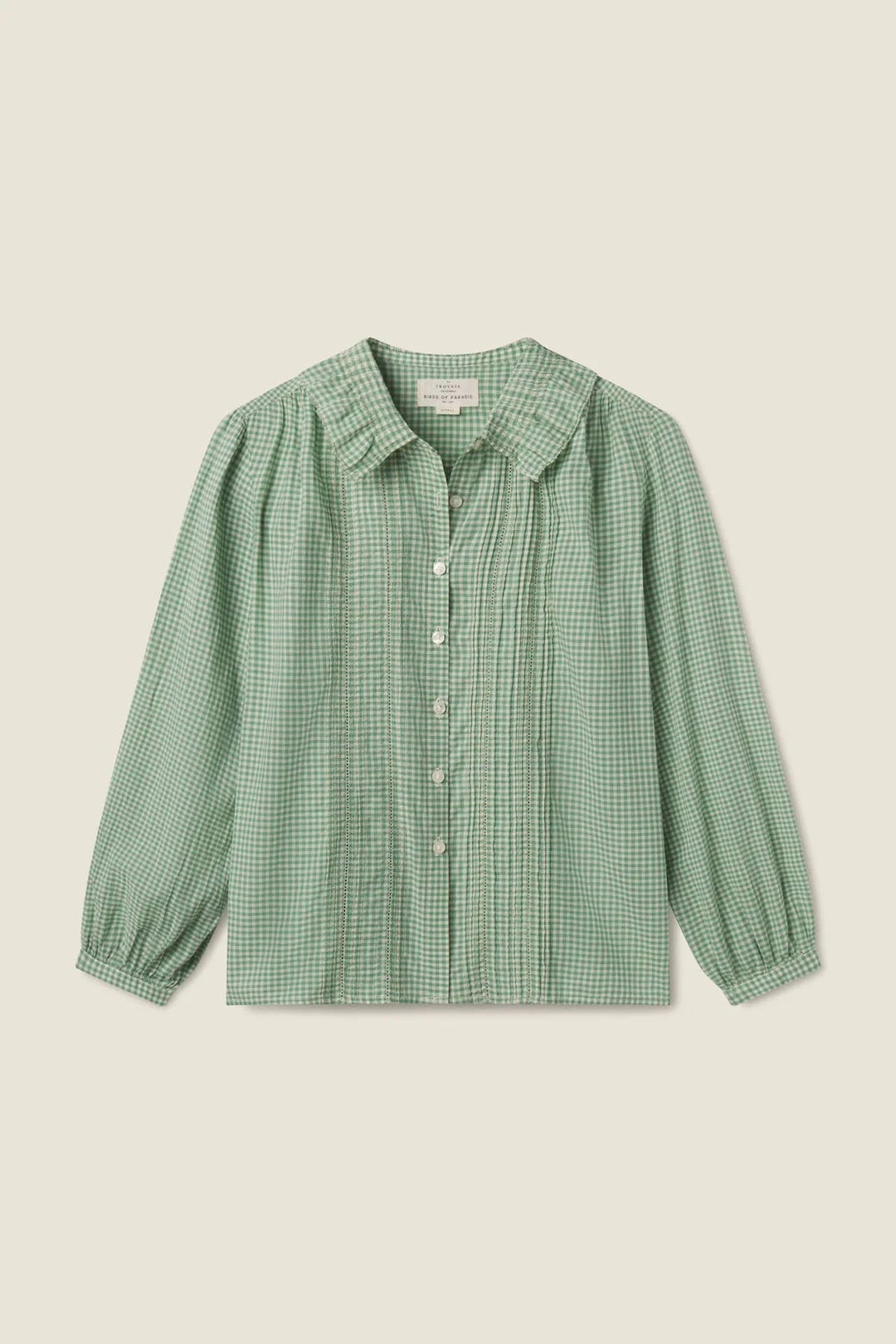 Trovata - Alise Blouse in Pistachio Gingham - Kalifornia Jean Bar