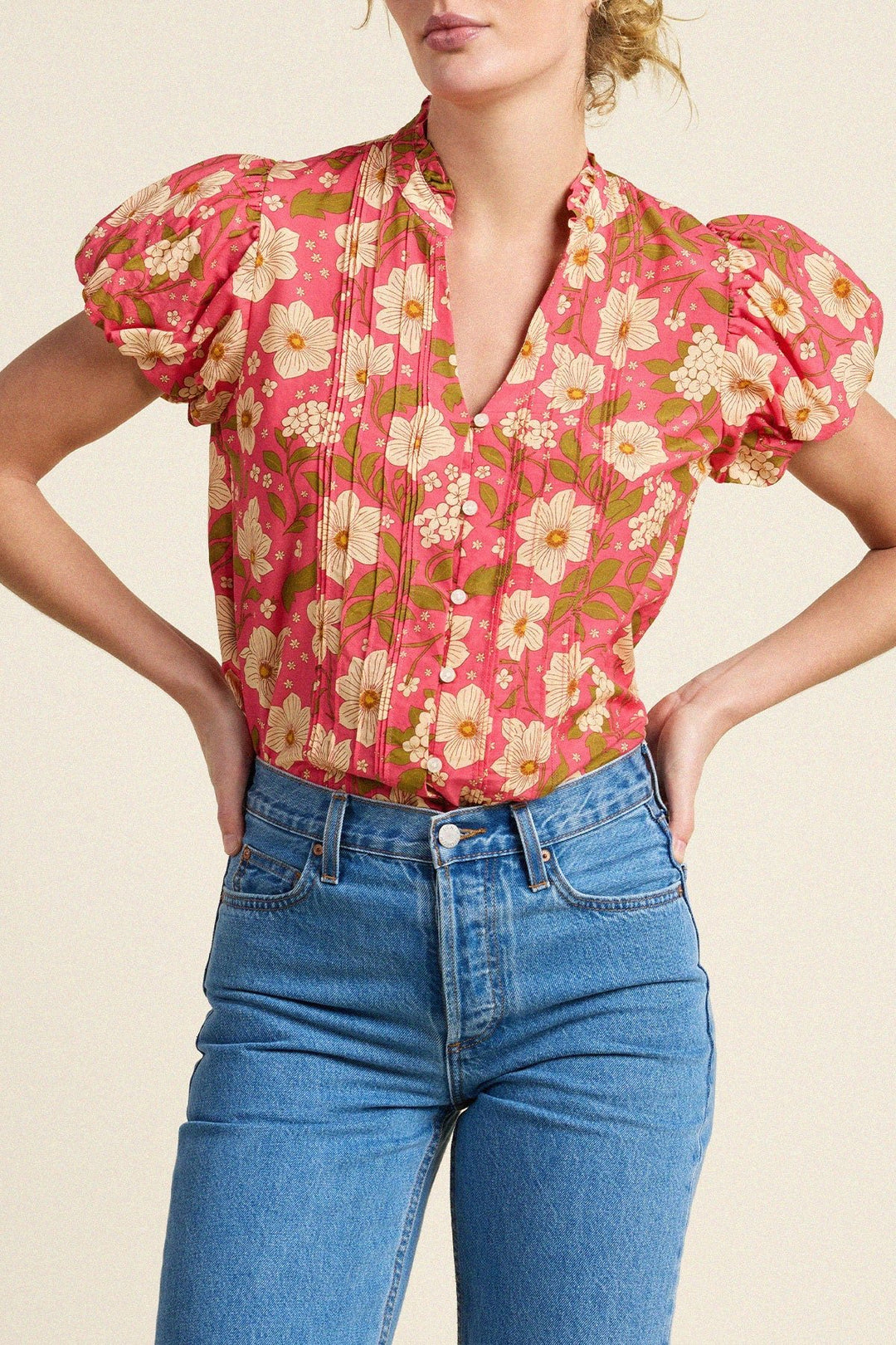 Trovata - Luna Blouse in Rancho Rose - Kalifornia Jean Bar