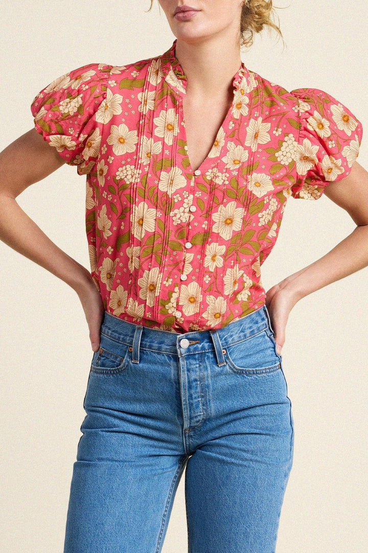 Trovata - Luna Blouse in Rancho Rose - Kalifornia Jean Bar