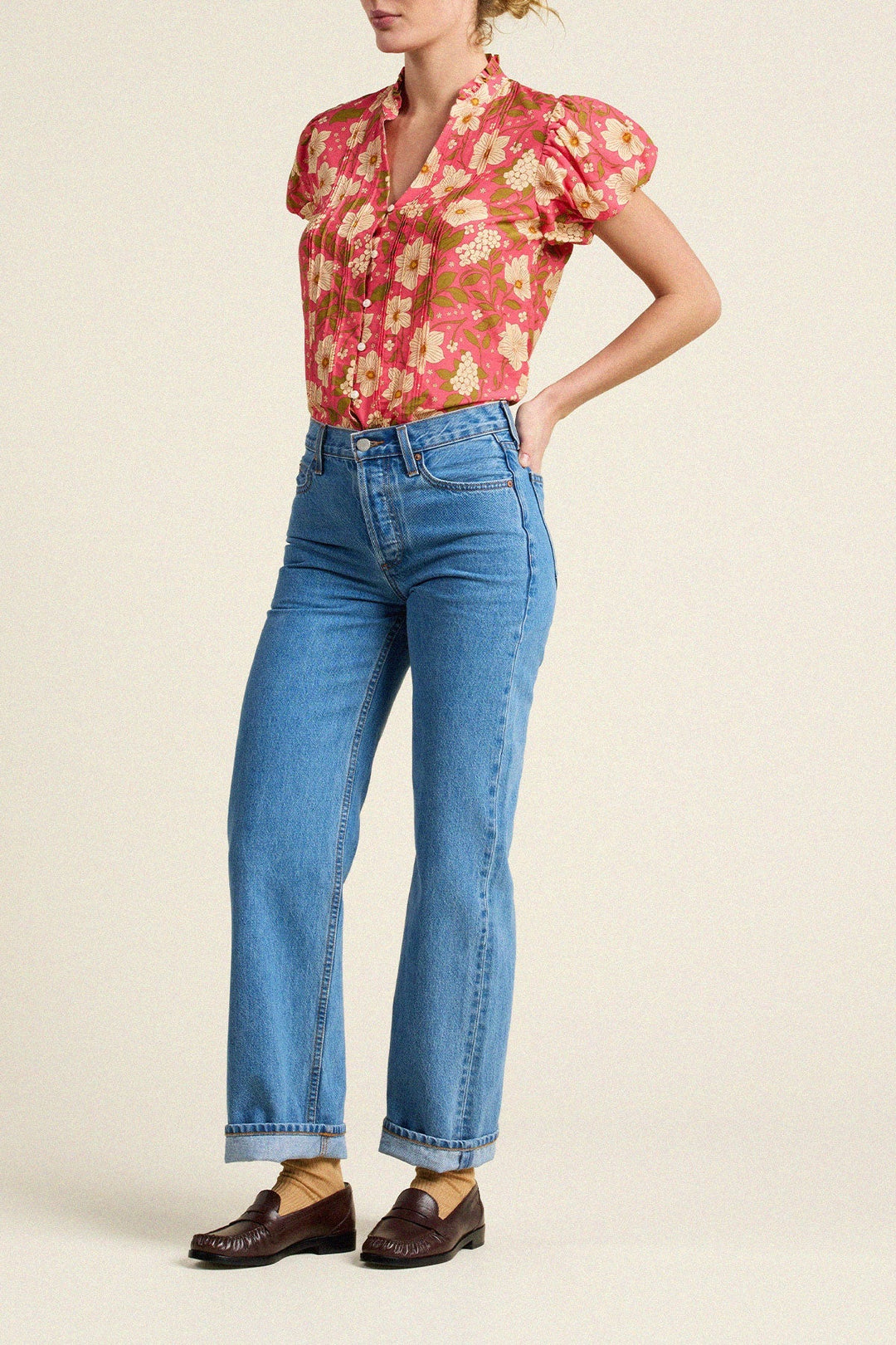 Trovata - Luna Blouse in Rancho Rose - Kalifornia Jean Bar