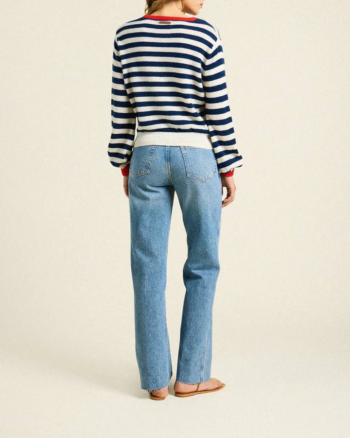 Trovata - Navy Stripe With Red Ryann Sweater - Kalifornia Jean Bar