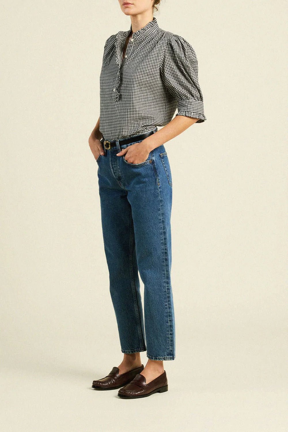 Trovata - Noah Blouse Onyx Check - Kalifornia Jean Bar