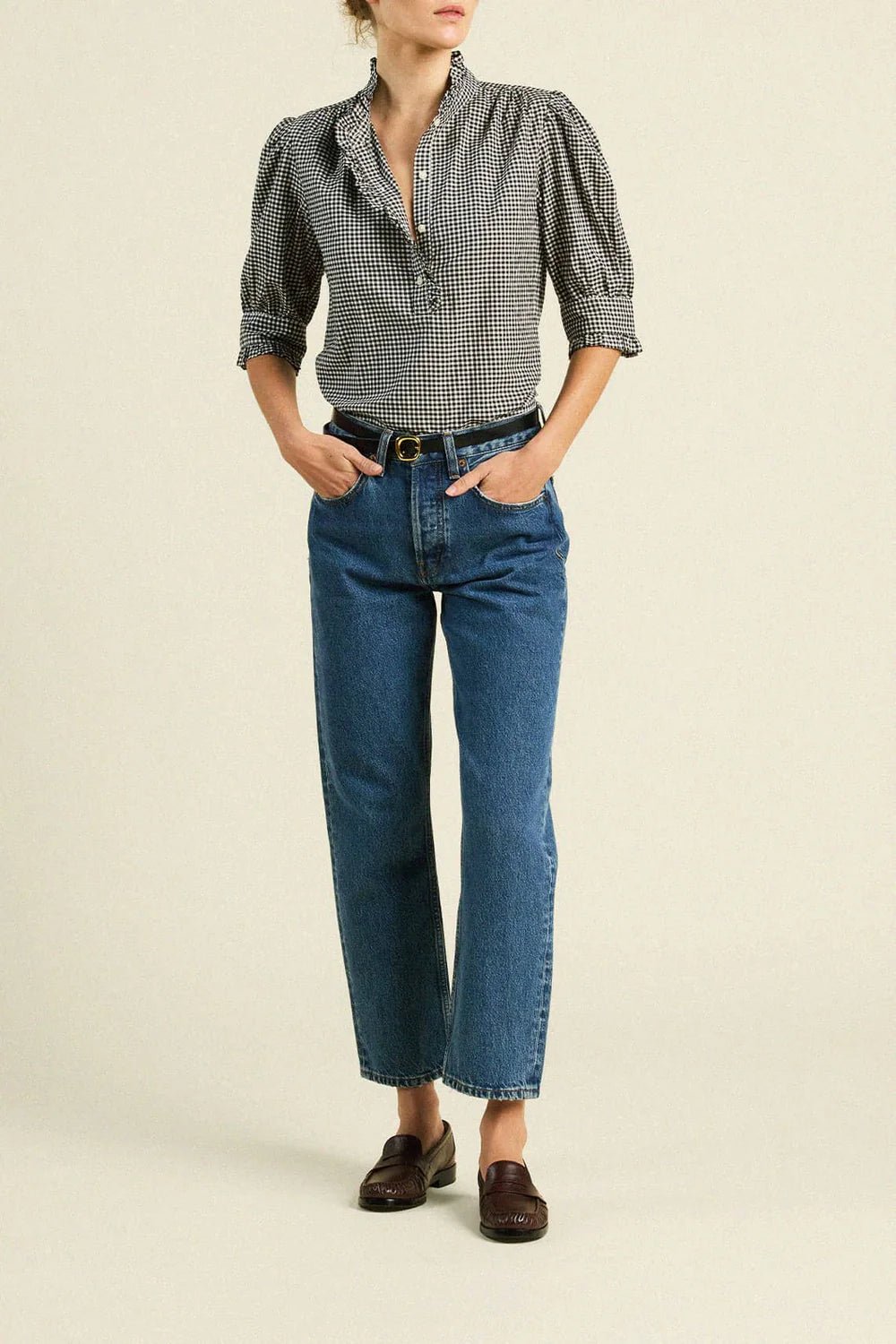 Trovata - Noah Blouse Onyx Check - Kalifornia Jean Bar