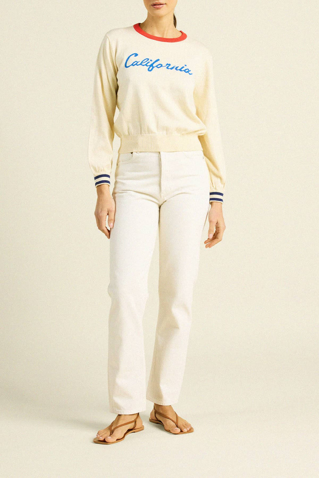 Trovata - Ryann Sweater Antique White Blue California - Kalifornia Jean Bar