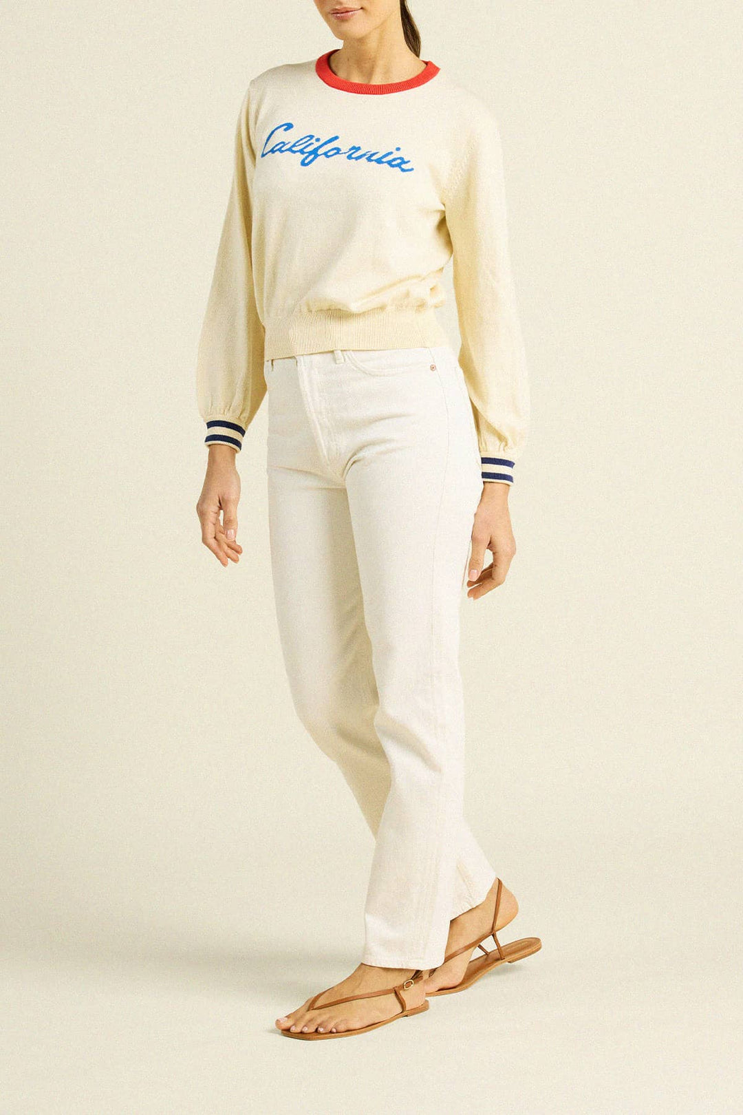 Trovata - Ryann Sweater Antique White Blue California - Kalifornia Jean Bar