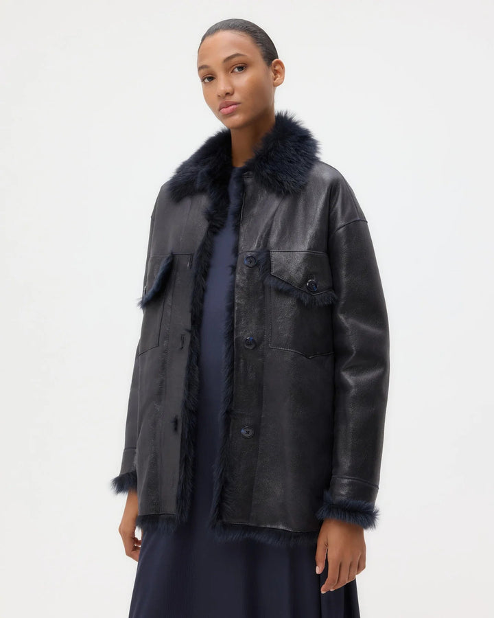 TWP - Aspen Shearling Coat in Midnight - Kalifornia Jean Bar