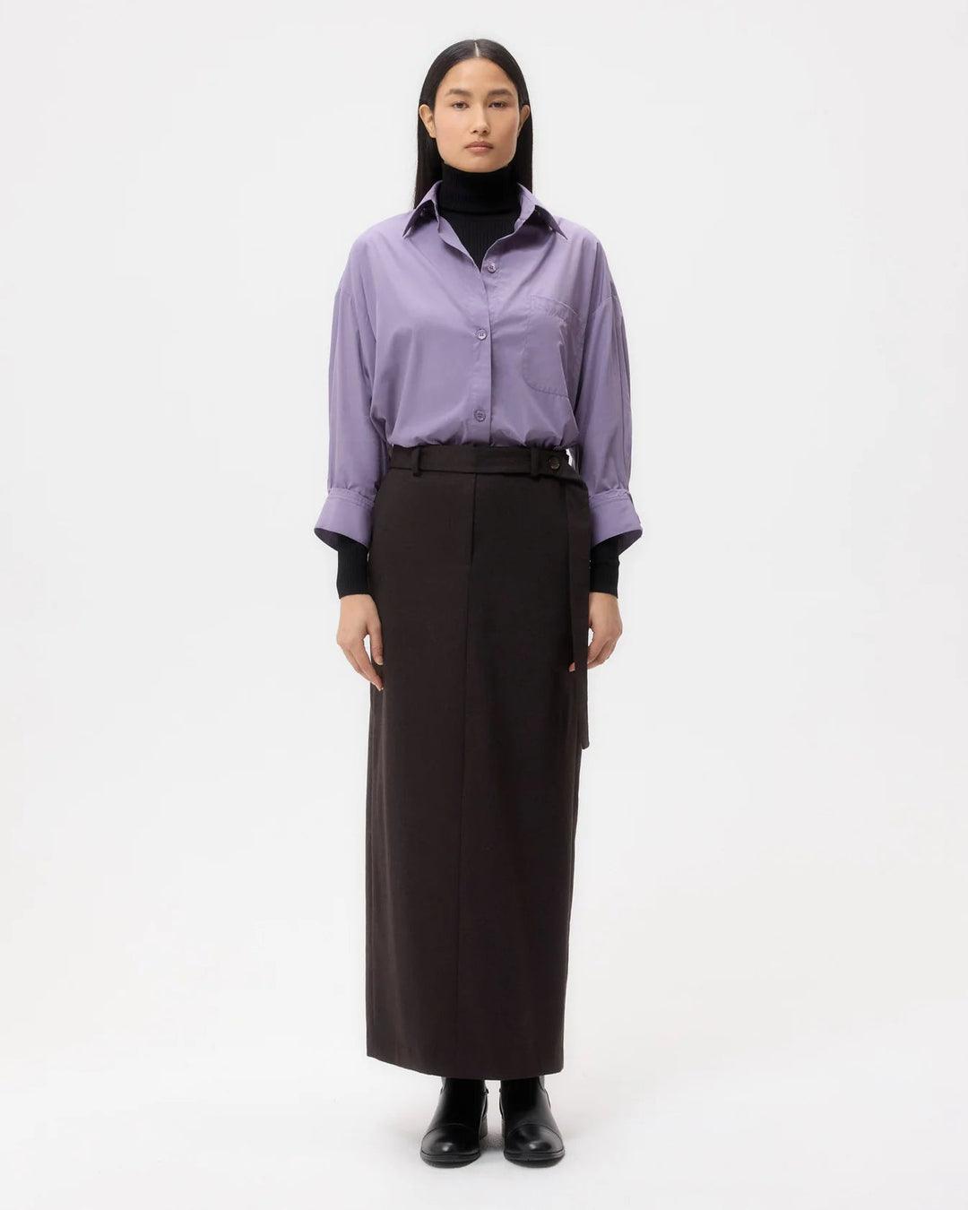 TWP - Black Plum New Earl Shirt in Compact Poplin - Kalifornia Jean Bar