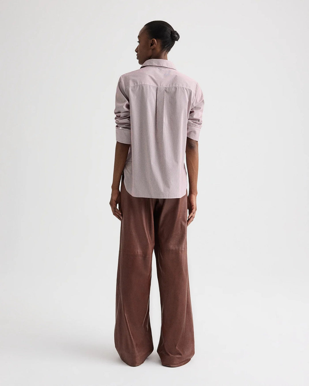 TWP - Boyfriend Shirt in White/Wine - Kalifornia Jean Bar