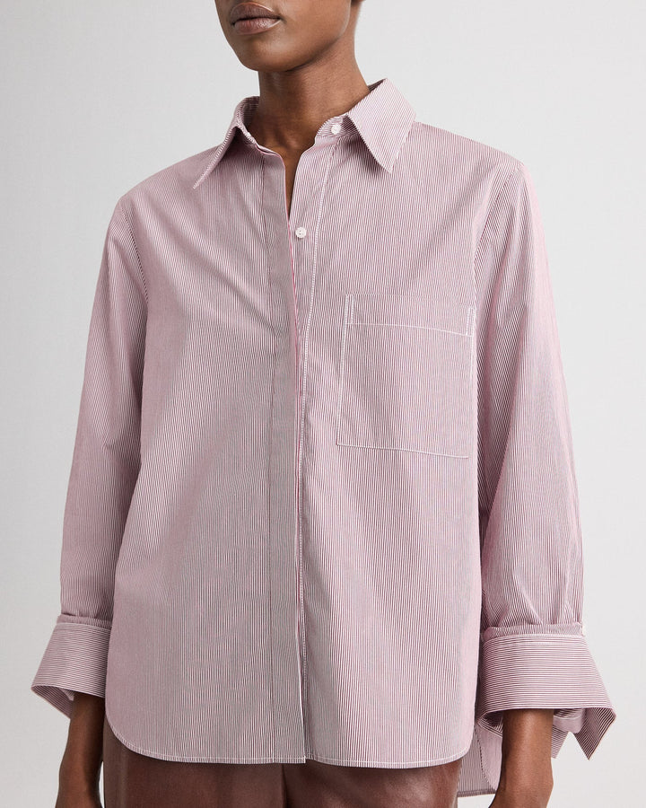 TWP - Boyfriend Shirt in White/Wine - Kalifornia Jean Bar