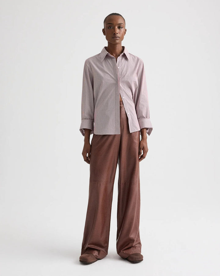 TWP - Boyfriend Shirt in White/Wine - Kalifornia Jean Bar