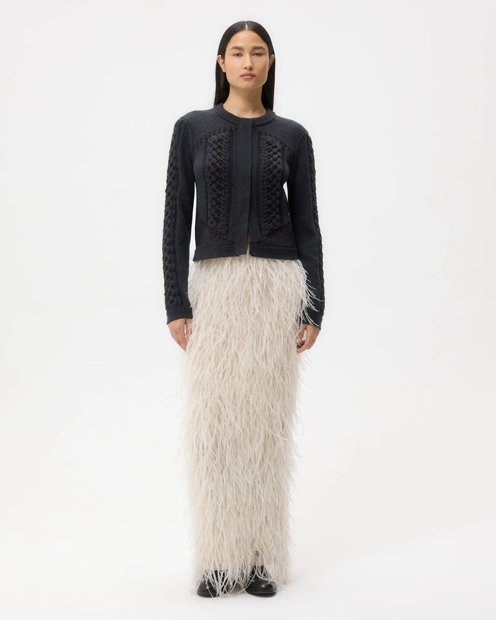 TWP - Charcoal Suede Cable Sweater Merino Wool - Kalifornia Jean Bar