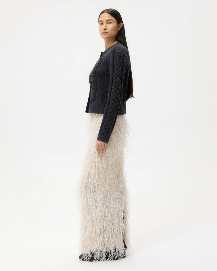 TWP - Charcoal Suede Cable Sweater Merino Wool - Kalifornia Jean Bar