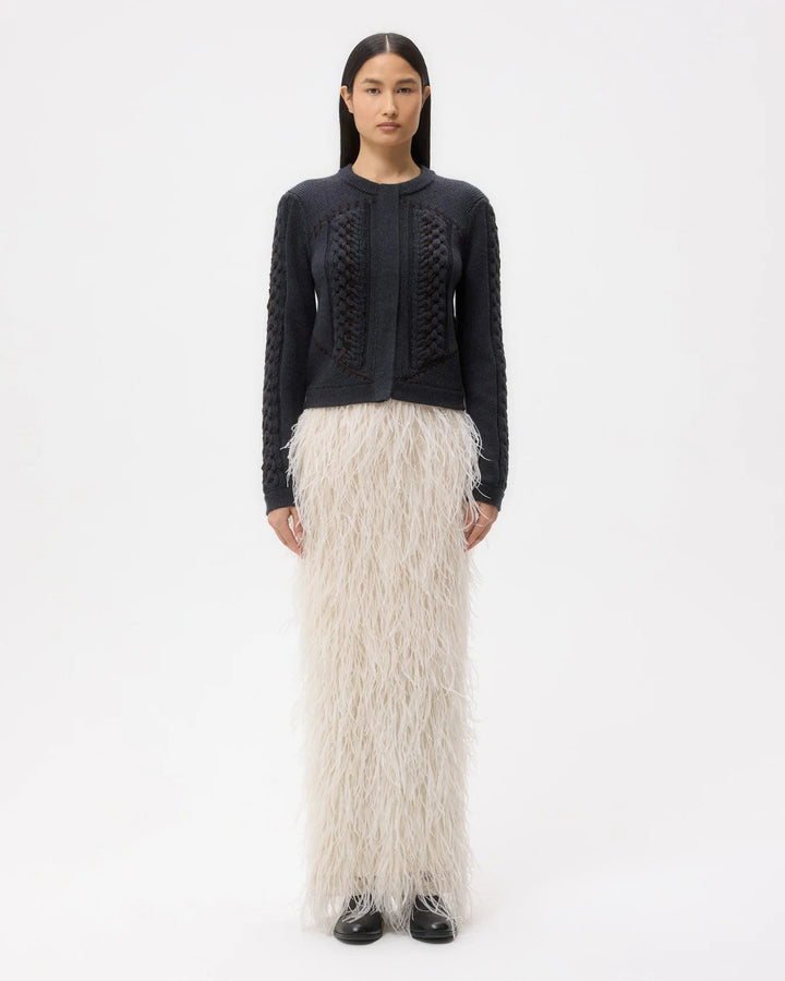 TWP - Charcoal Suede Cable Sweater Merino Wool - Kalifornia Jean Bar