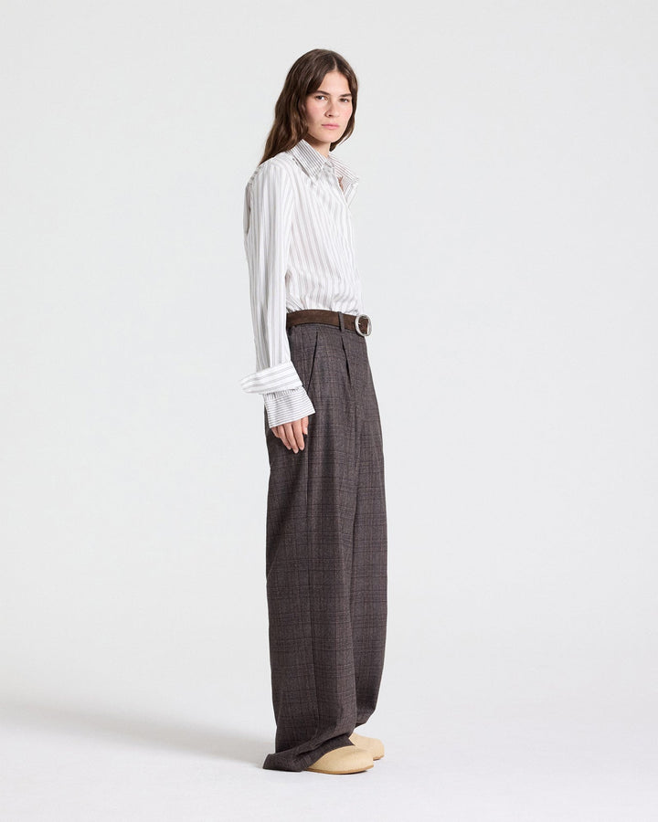 TWP - Double Layer Boyfriend Shirt - Turkish Coffee / Ivory - Kalifornia Jean Bar