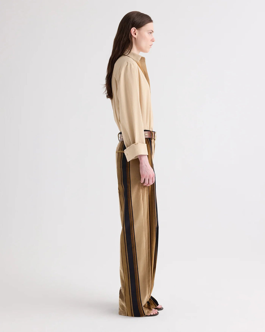 TWP - Isla Pant Sepia Tint/Midnight Baiadere Stripe Cotton Velvet - Kalifornia Jean Bar
