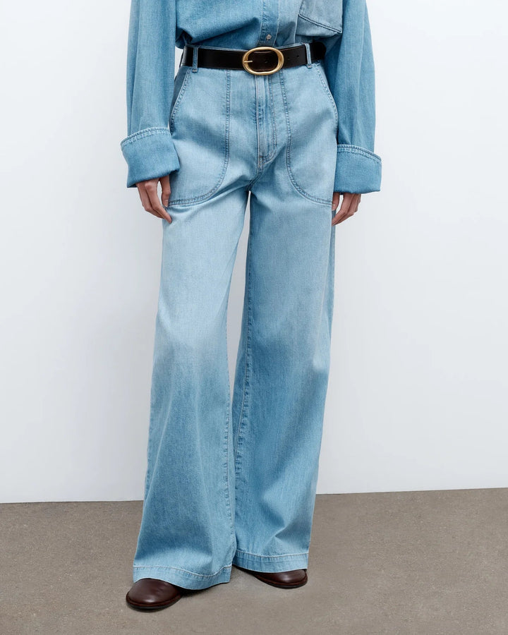 TWP - Mecox Vintage Beach Pant in Linen Cotton Denim - Kalifornia Jean Bar