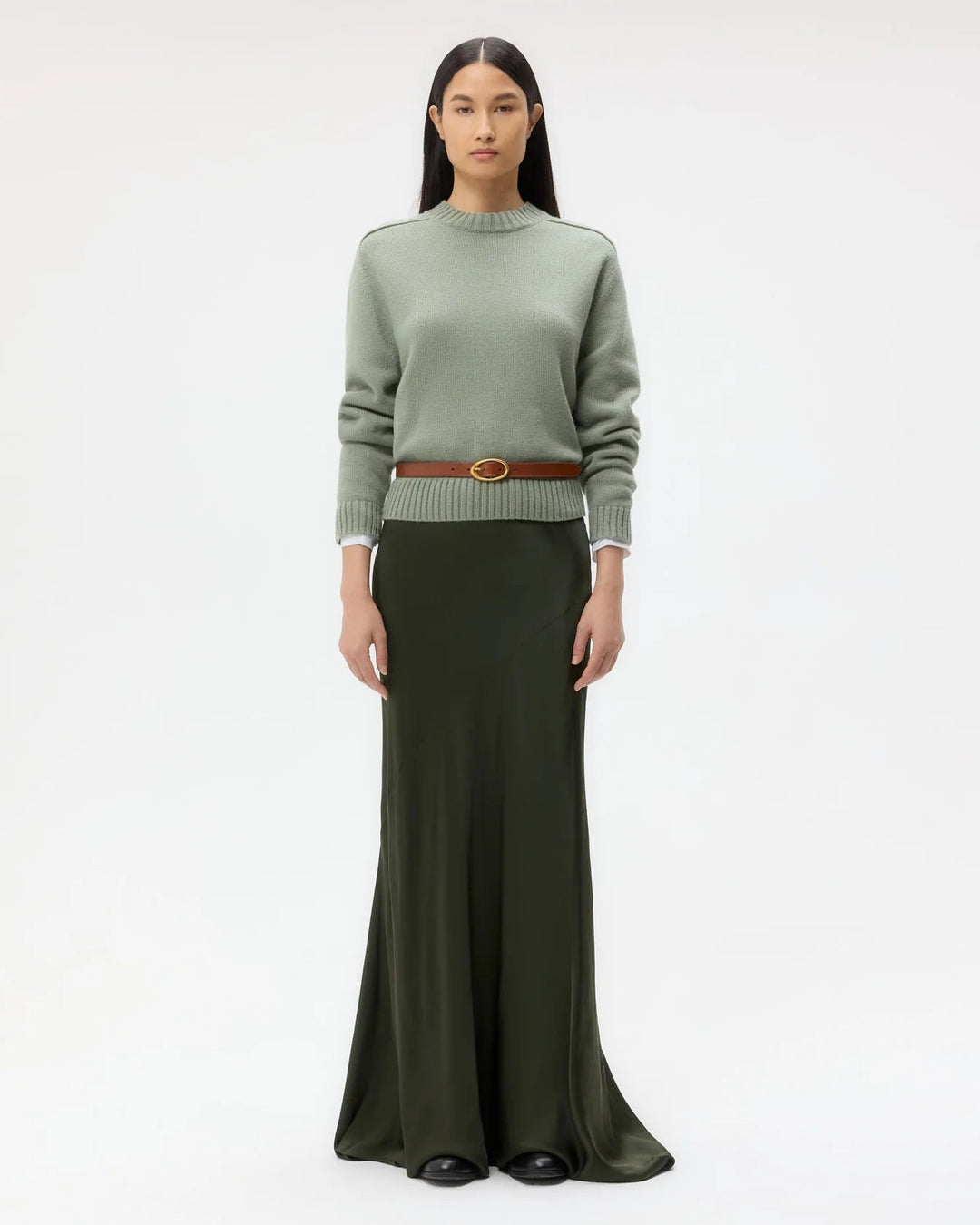 TWP - New Jill Crewneck in Martini Olive - Kalifornia Jean Bar