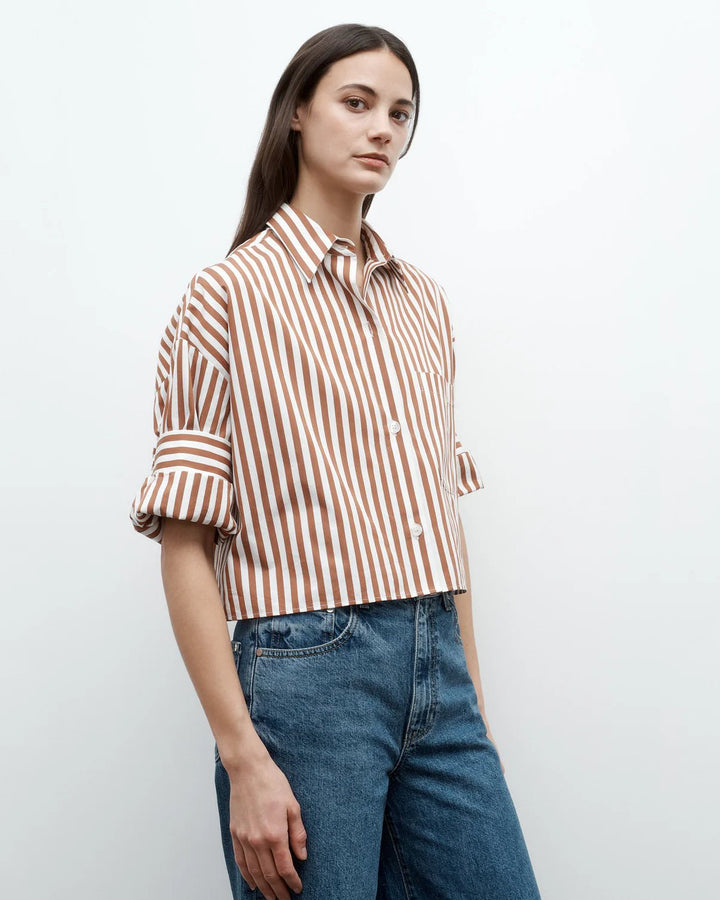 TWP - Next Ex Shirt in Ivory and Cognac - Kalifornia Jean Bar