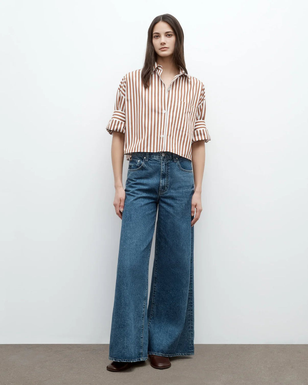 TWP - Next Ex Shirt in Ivory and Cognac - Kalifornia Jean Bar