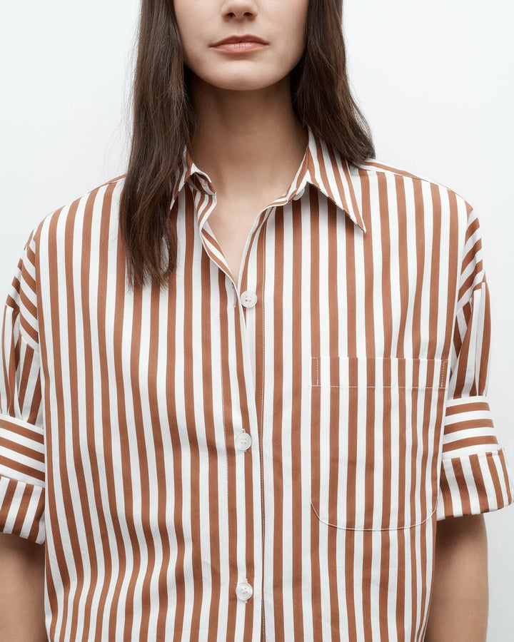 TWP - Next Ex Shirt in Ivory and Cognac - Kalifornia Jean Bar