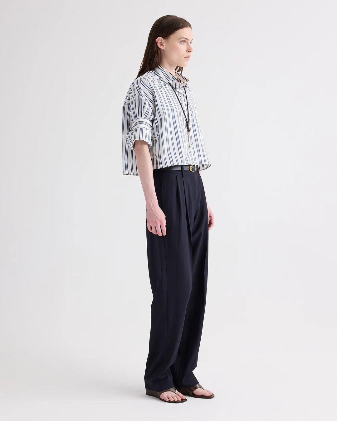 TWP - Next Ex Shirt in Ivory Multi Mens Stripe Superfine Cotton Poplin - Kalifornia Jean Bar