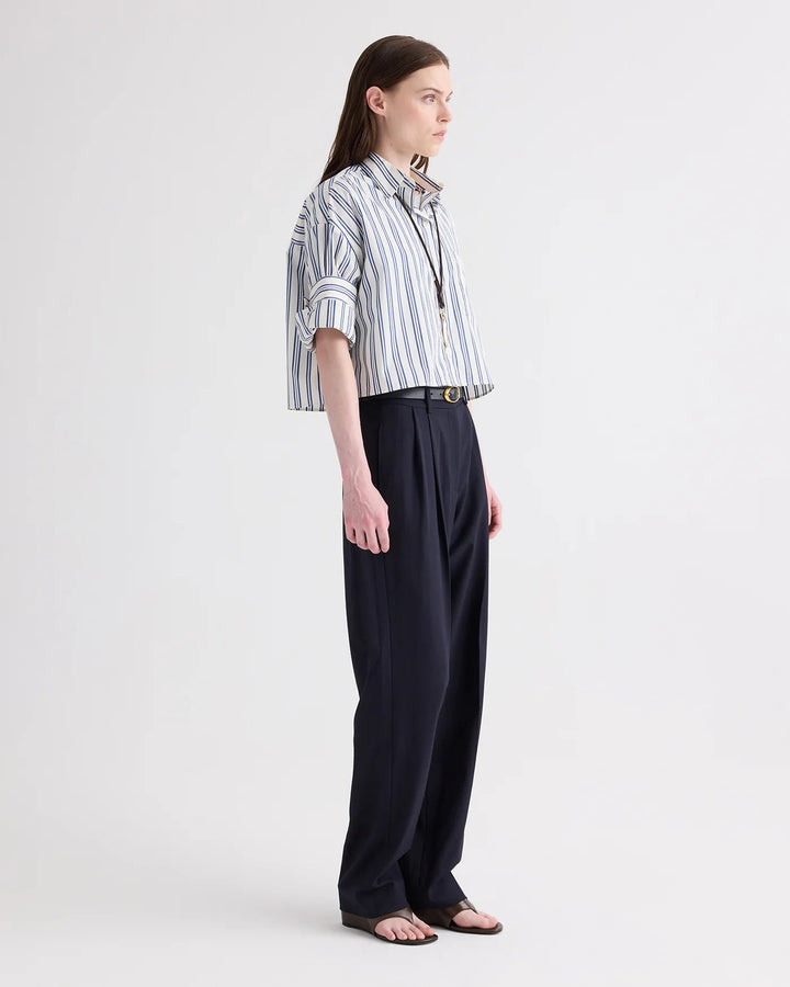 TWP - Next Ex Shirt in Ivory Multi Mens Stripe Superfine Cotton Poplin - Kalifornia Jean Bar