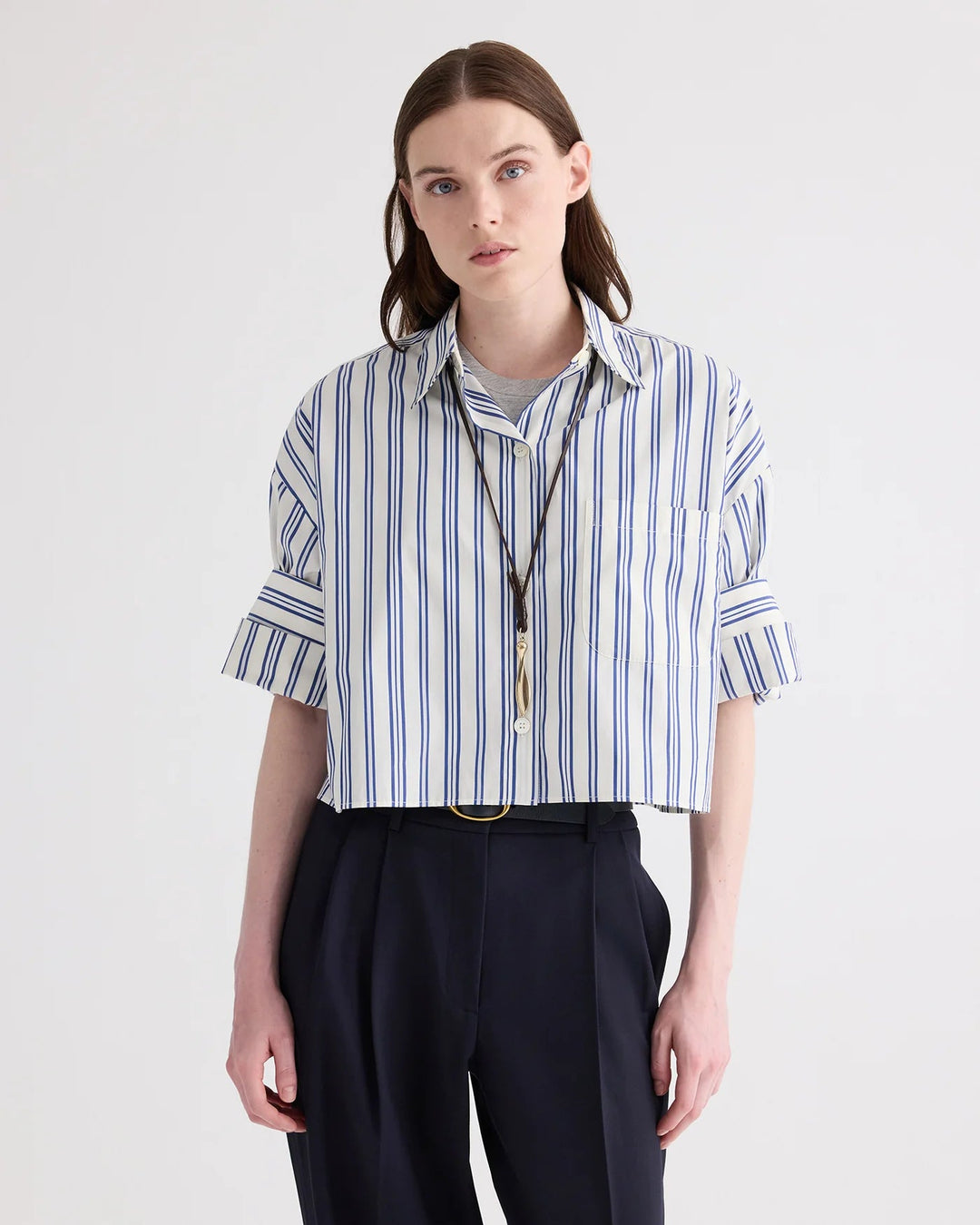 TWP - Next Ex Shirt in Ivory Multi Mens Stripe Superfine Cotton Poplin - Kalifornia Jean Bar