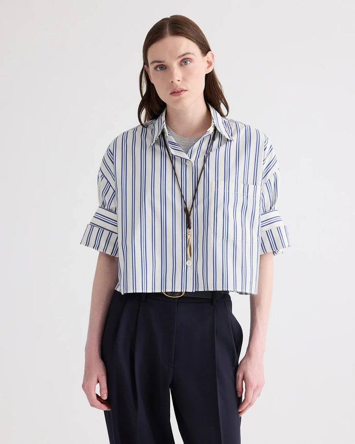 TWP - Next Ex Shirt in Ivory Multi Mens Stripe Superfine Cotton Poplin - Kalifornia Jean Bar