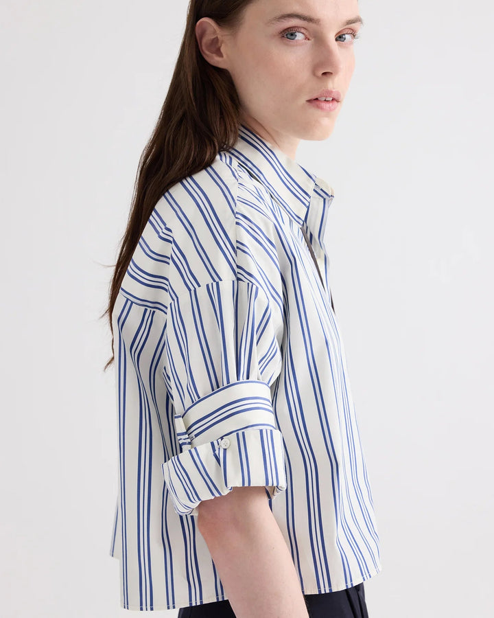 TWP - Next Ex Shirt in Ivory Multi Mens Stripe Superfine Cotton Poplin - Kalifornia Jean Bar