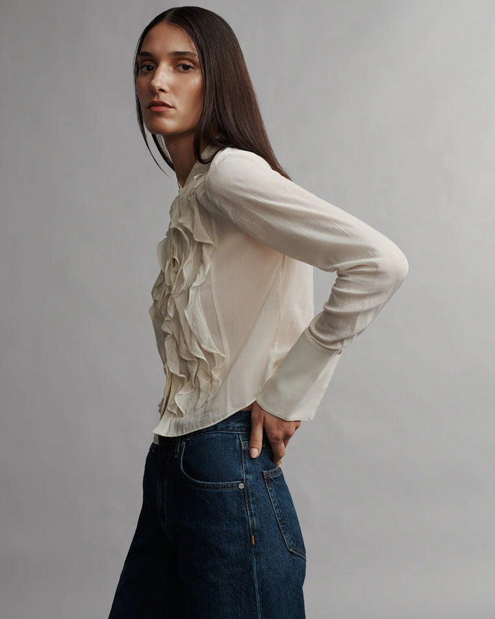 TWP - Patti shirt in Ivory Crinkled Silk Voile - Kalifornia Jean Bar