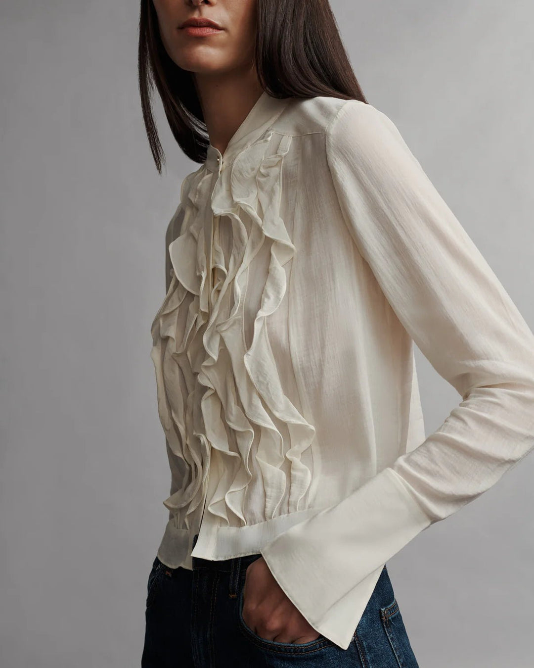 TWP - Patti shirt in Ivory Crinkled Silk Voile - Kalifornia Jean Bar