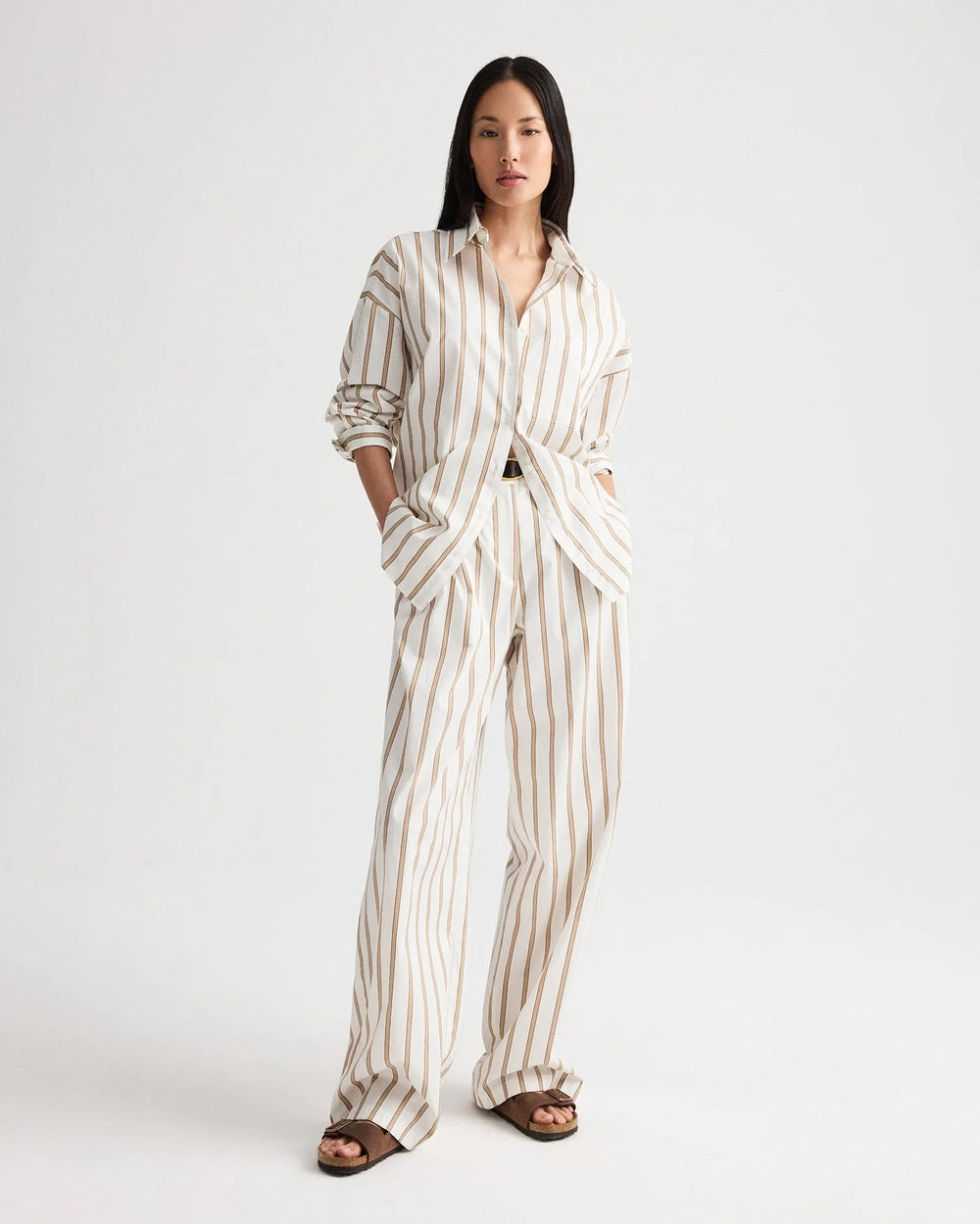 TWP - White/Khaki Something Borrowed Shirt - Kalifornia Jean Bar