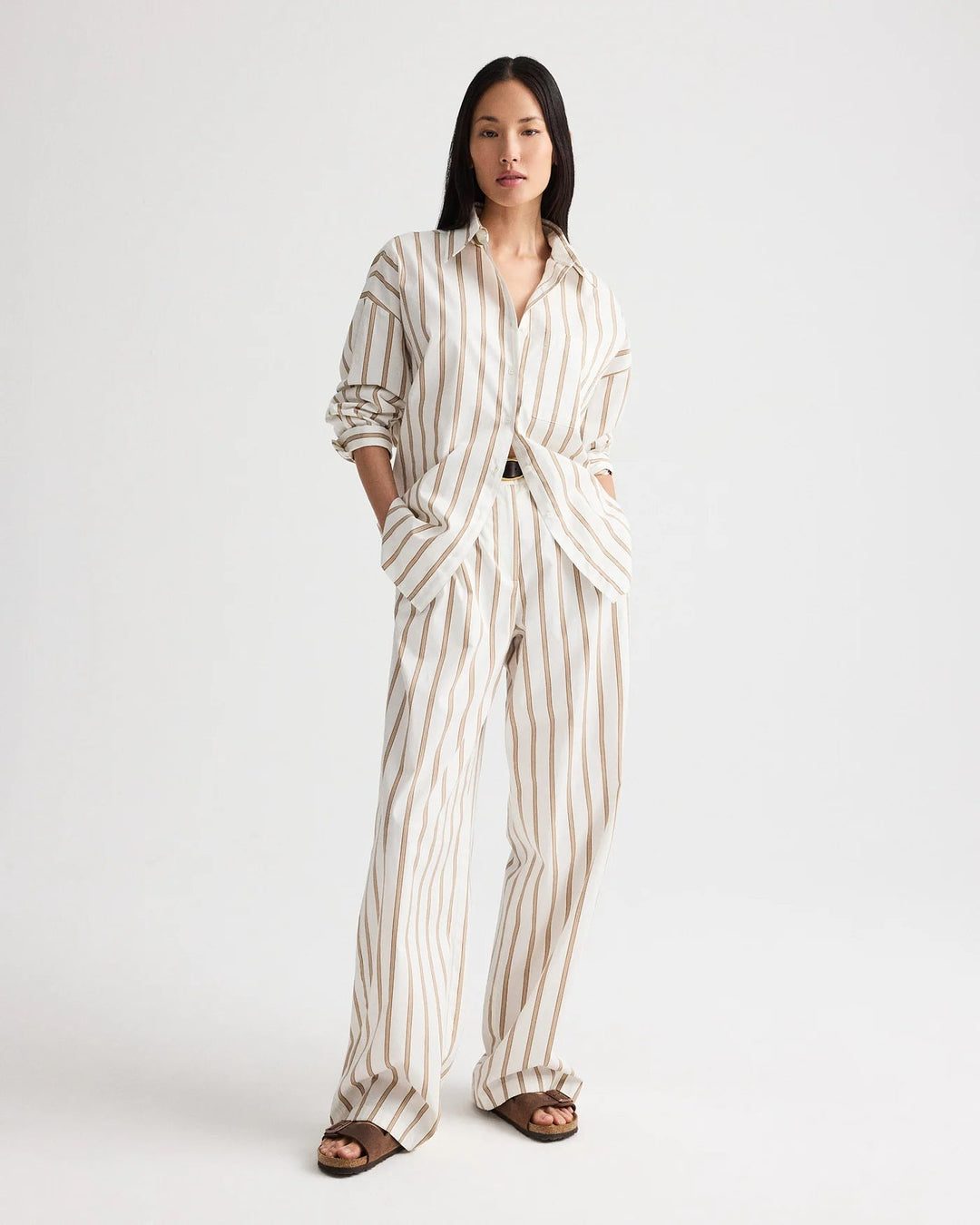 TWP - White/Khaki Something Borrowed Shirt - Kalifornia Jean Bar