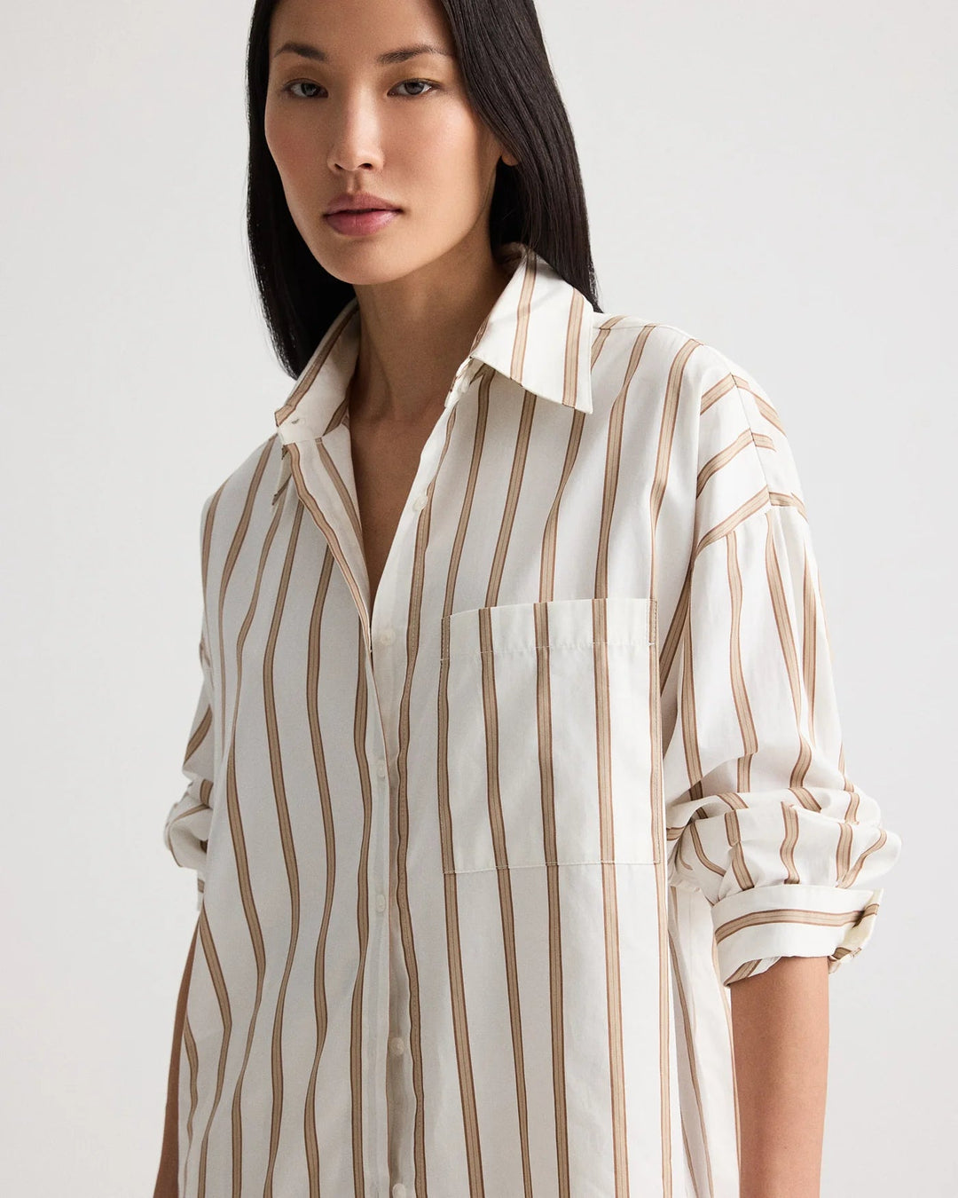 TWP - White/Khaki Something Borrowed Shirt - Kalifornia Jean Bar