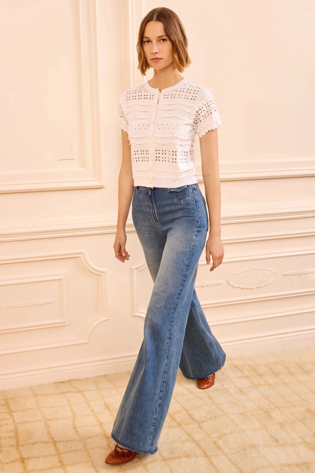 Ulla Johnson - Abriana Cowrie Eyelet Knit Cardigan - Kalifornia Jean Bar