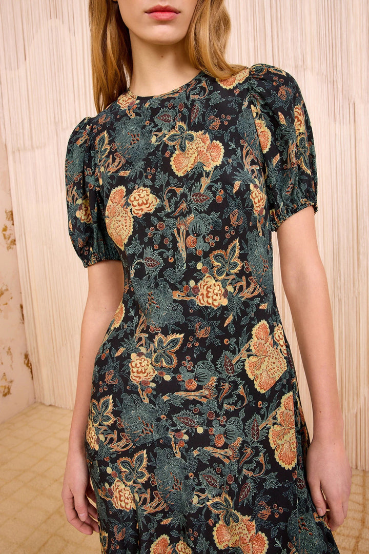 Ulla Johnson - Ines Puff Sleeve Midi Dress in Wintergarden - Kalifornia Jean Bar