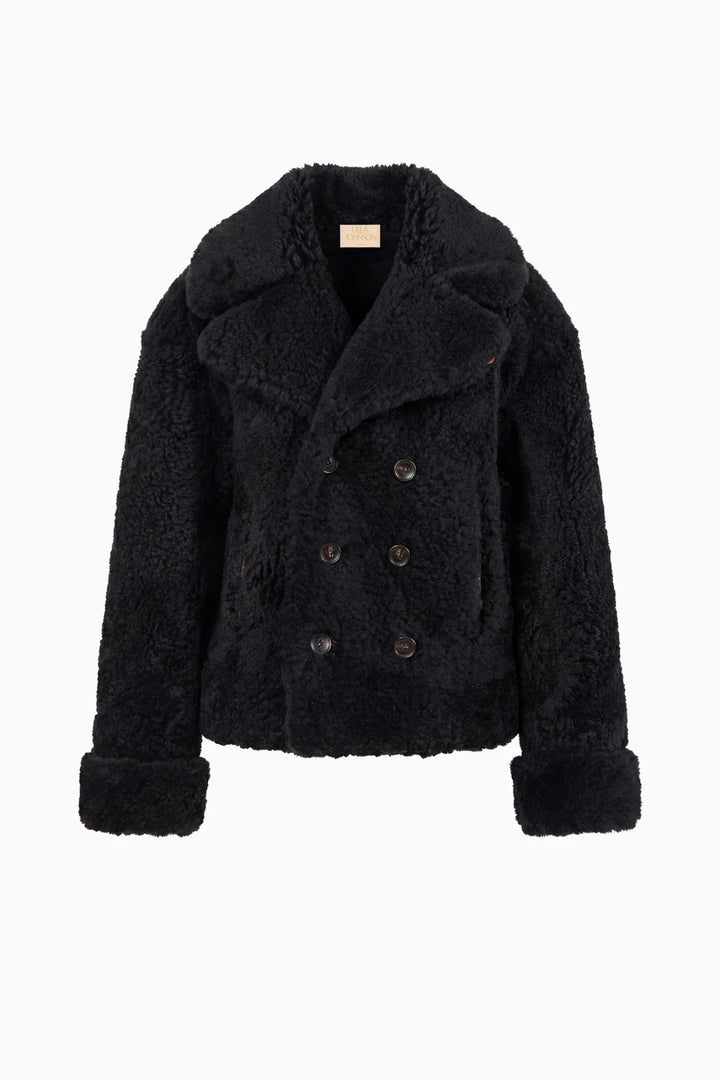 Ulla Johnson - Nisha Reversible Shearling Coat Noir - Kalifornia Jean Bar