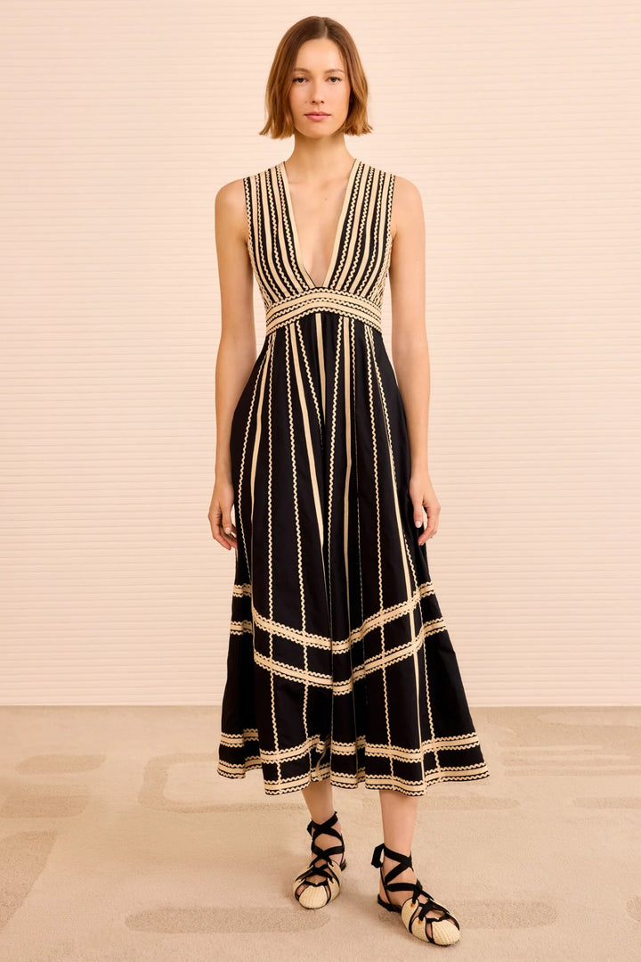 Ulla Johnson - Palermo Deep V Dress in Noir - Kalifornia Jean Bar