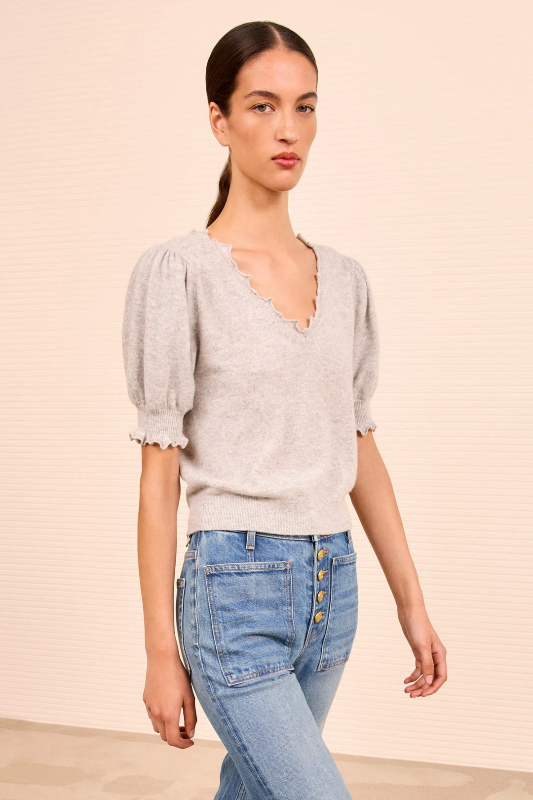 Ulla Johnson - Polline Short Sleeve Top Pebble - Kalifornia Jean Bar