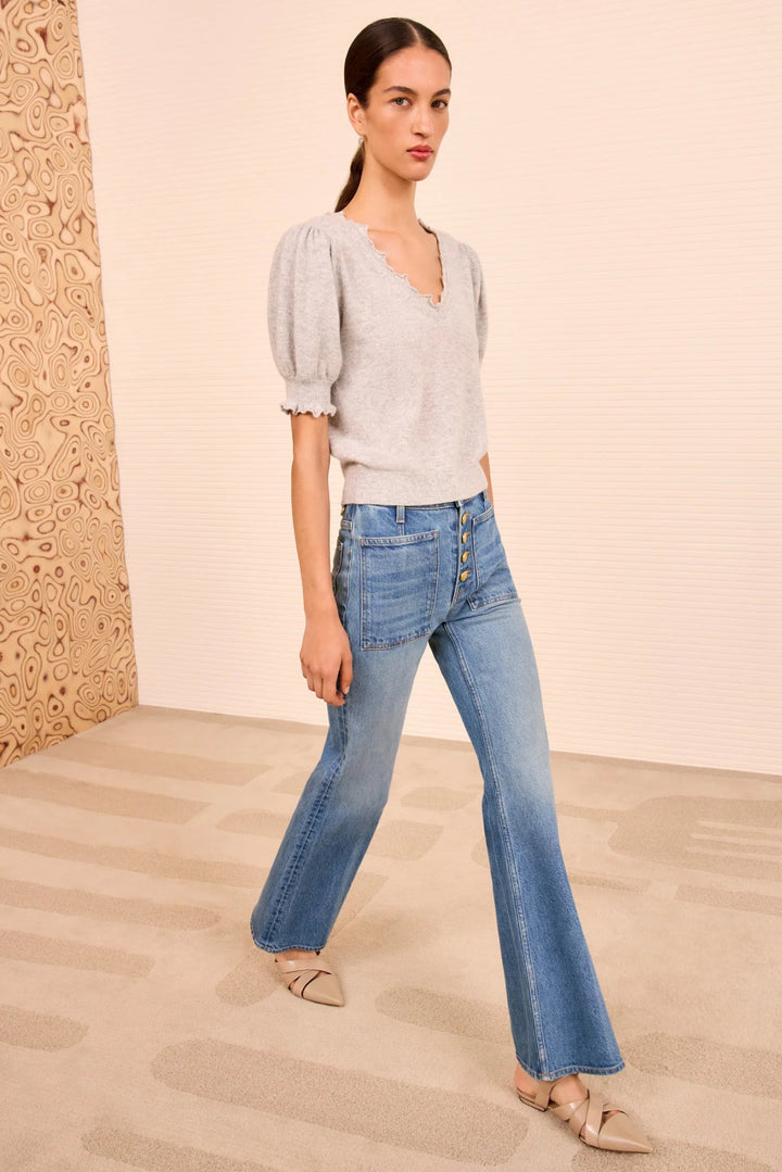 Ulla Johnson - Polline Short Sleeve Top Pebble - Kalifornia Jean Bar